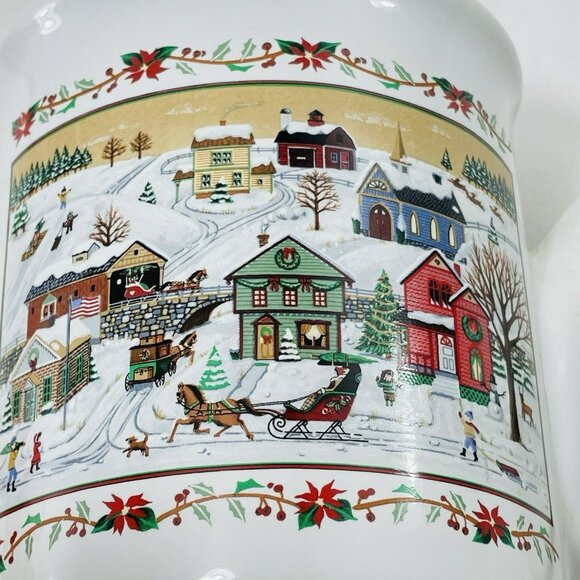 Vintage Russ Christmas Teapot Pot Jug Jar Pitcher Village Town Snow Winter 9690 - Picture 12 of 12